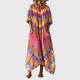 Izabela | Sukienka Maxi z Kolorowym Wzorem