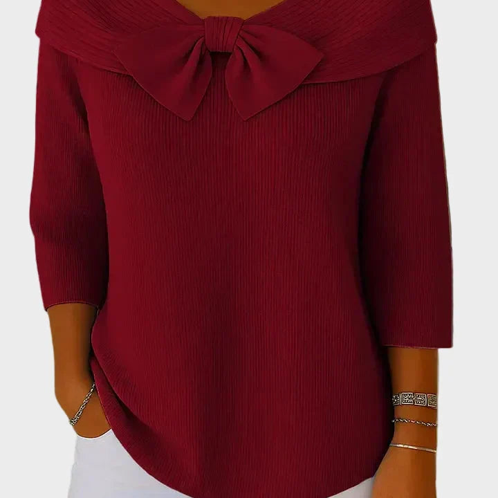 Monika | Miękki i Elegancki Sweter z Kokardą