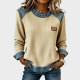 Elżbieta | Bluza patchwork z fakturą waflową