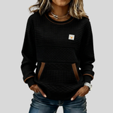 Maria | Strukturalny sweatshirt w kolorze blokowym z okrągłym dekoltem