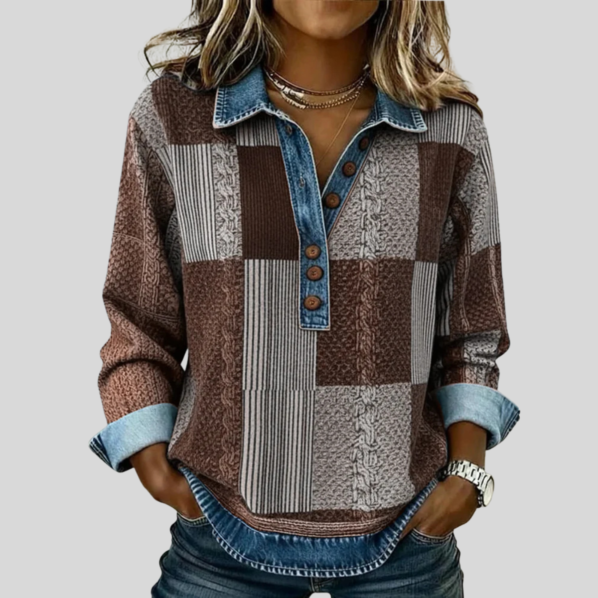 Anna | Bluza patchworkowa w kolorach blokowych