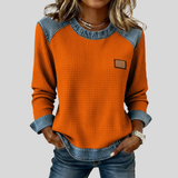Elżbieta | Bluza patchwork z fakturą waflową