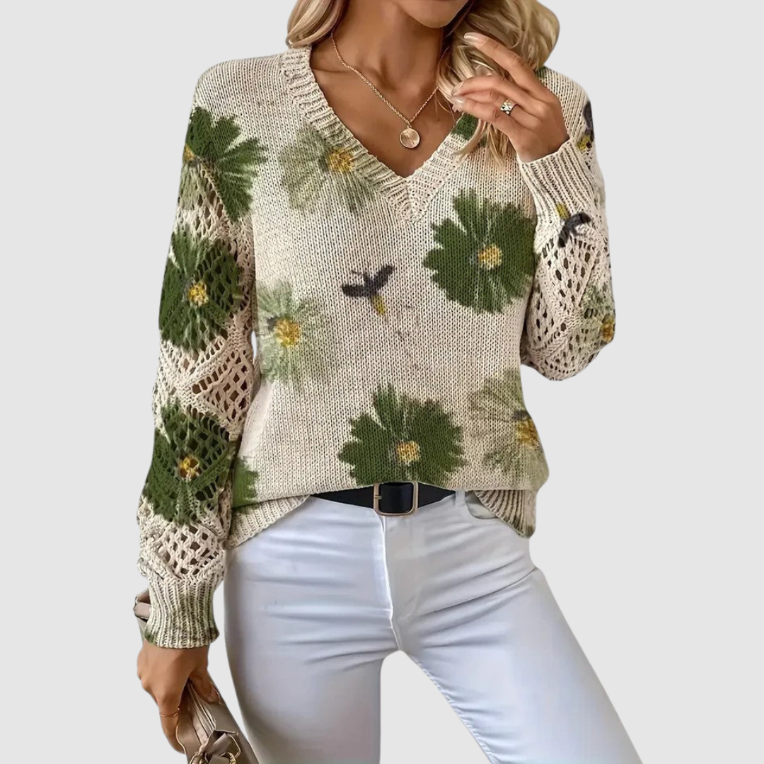Maria | Elegancki sweter z kwiatowym wzorem