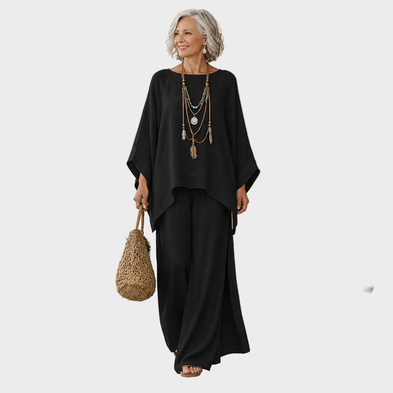 Ilona | Elegancki Zestaw Lnianych Ubrań w Dwu Częściach