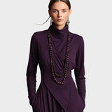 Liliana | Asymetryczna dzianinowa sukienka maxi z golfem
