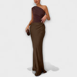 Edyta | Elegancka maxi sukienka na jedno ramię