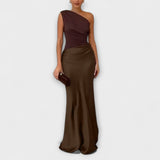 Edyta | Elegancka maxi sukienka na jedno ramię