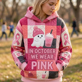 Agnieszka | Różowa Wstążka Październikowy Hoodie z Duchem