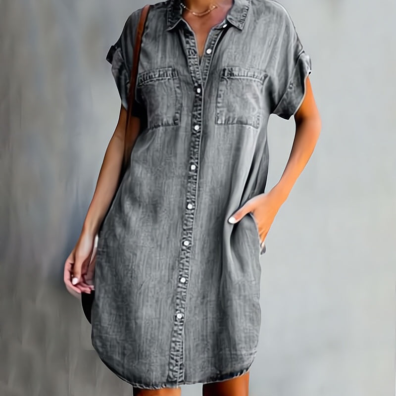 Małgorzata | Sukienka Chemise z Guzikami