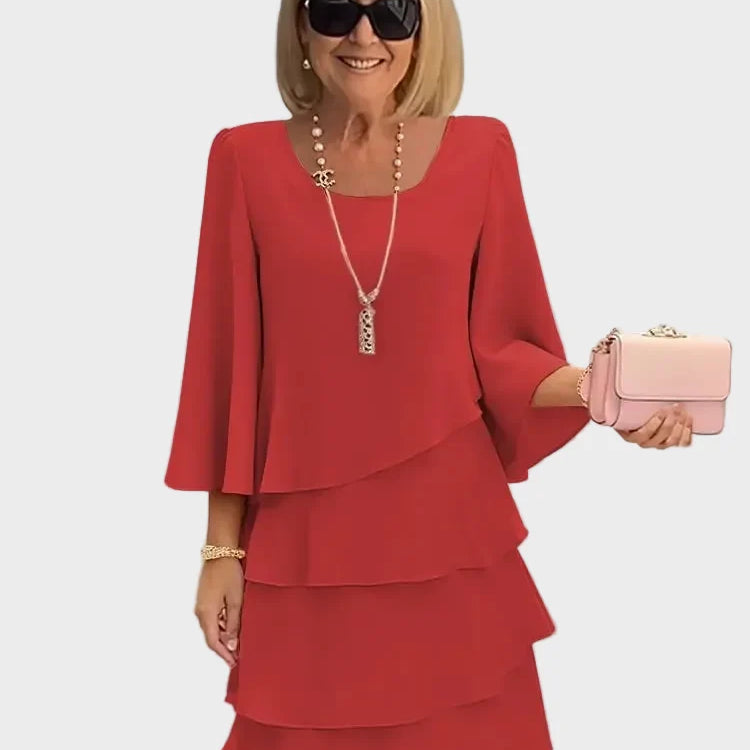 Klara | Elegancka sukienka o swobodnym kroju z falbanami