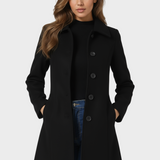 Iwona | Damski zimowy trench coat z jednym guzikiem