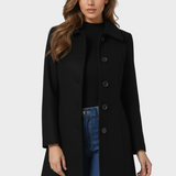 Iwona | Damski zimowy trench coat z jednym guzikiem