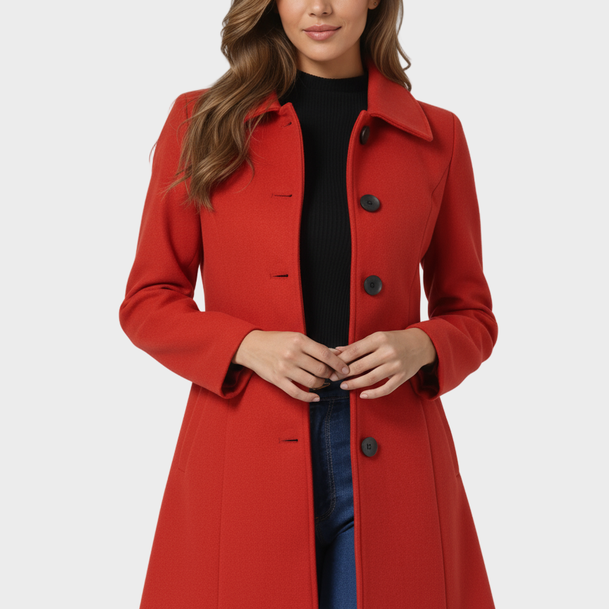 Iwona | Damski zimowy trench coat z jednym guzikiem
