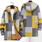 Alicja - Kurtka z geometrycznymi blokami w szarości i żółci