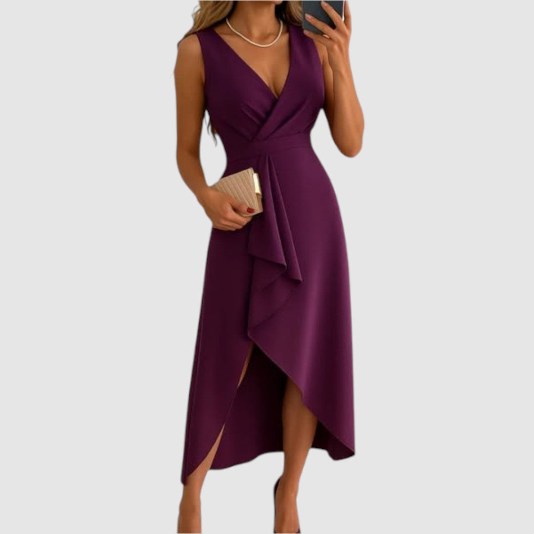 Zofia | Elegancka sukienka kopertowa z dekoltem w serek