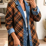 Weronika | Kurtka dżinsowa w stylu vintage z nadrukiem blokowym