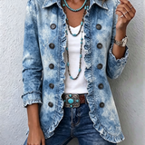 Wiktoria | Kurtka z falbanami w stylu boho z gradientowym vintage botanicznym nadrukiem