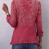 Dominika | Vintage Paisley Print Ruffled Jacket