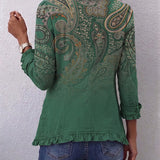 Kinga | Boho Paisley Print Ruffled Jacket