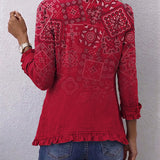 Rozalia | Boho Paisley Ombre Print Ruffled Jacket
