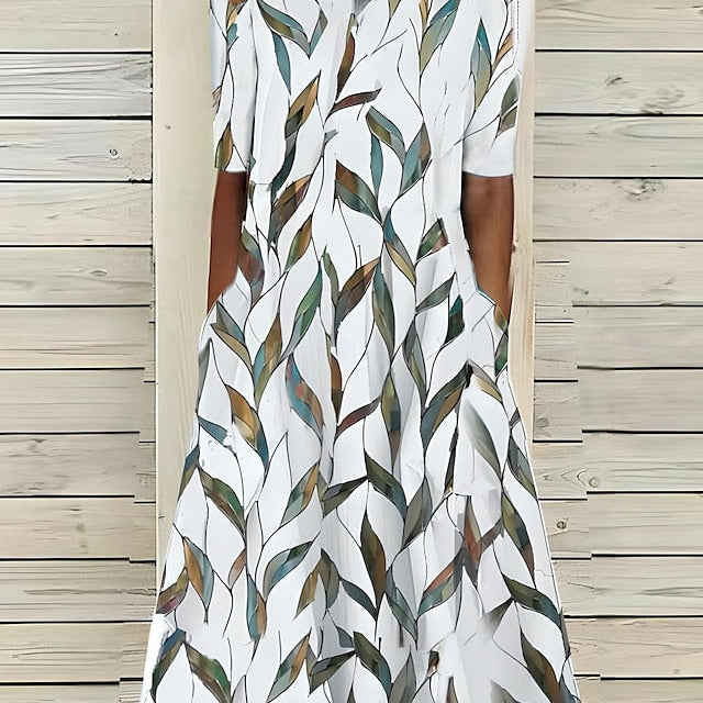 Helena | Midi Sukienka z Kwiatami Nadmorskimi